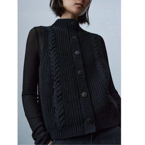 Cordera Cotton Cable Knit Waistcoast in Black - OS One Size